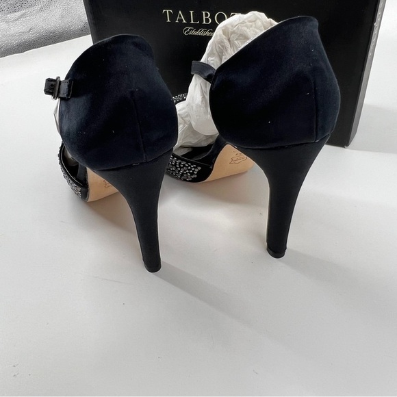 ✅ NWB TALBOTS BLACK BEADED ANKLE STRAPPED HEELS SIZE 9.5 - Picture 8 of 12